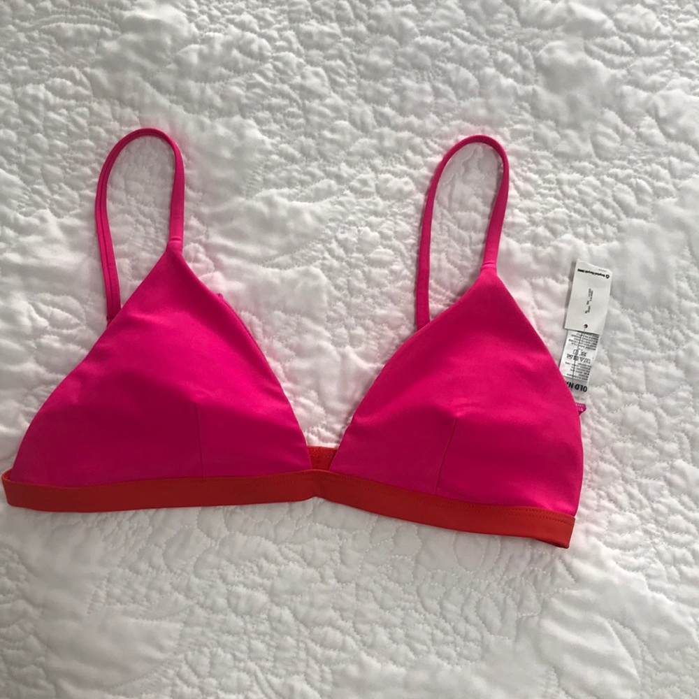 Neon Pink Red Bikini Top